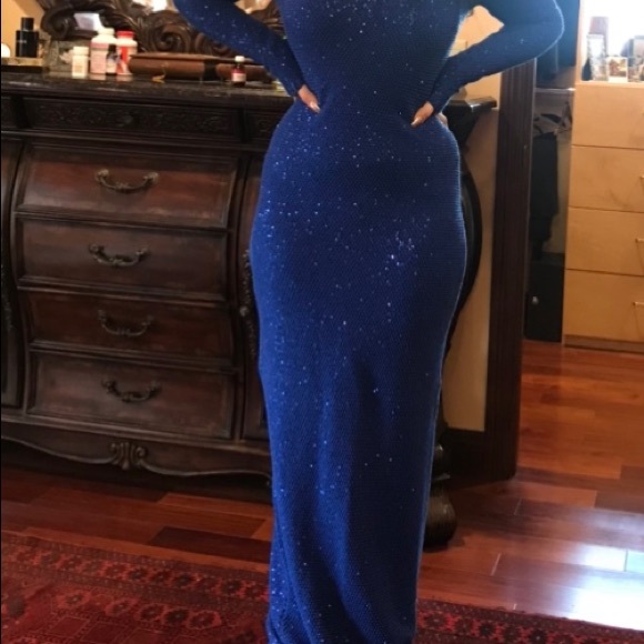 Classy and Elegant Blue Sequin Dress - Picture 3 of 6